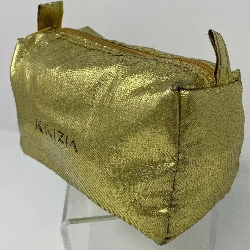 Vintage Krizia Gold Metallic Lame Make Up Bag